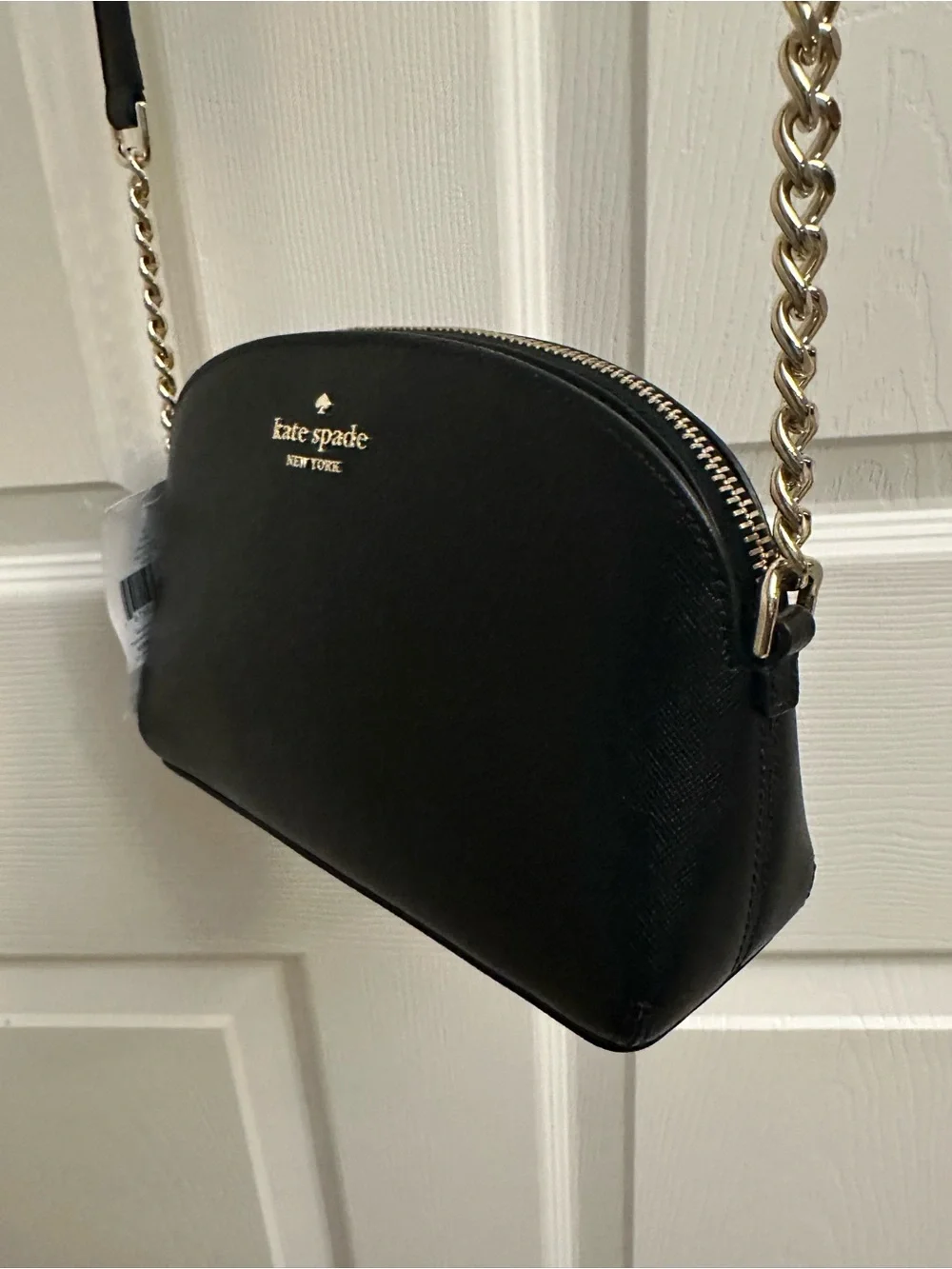 kate spade Black Saffiano Leather Ceossbody with Gold Chain and Leather Strap